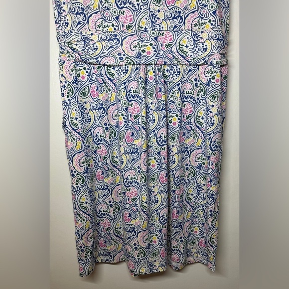 Boden Margot Paisley Floral Jersey Cap Sleeve Sheath Stretchy White Dress 10P - Picture 12 of 14